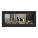 Napoleon Vector 38" See Thru Linear Direct Vent Gas Fireplace with Amber Glass Beads Face on White Background