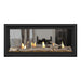 Napoleon Vector 38" See Thru Linear Direct Vent Gas Fireplace with Amber Glass Beads and Contemporary Log Kit Face on White Background