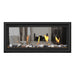 Napoleon Vector 38" See Thru Linear Direct Vent Gas Fireplace with Amber Glass Beads and Mineral Rock Kit Face on White Background