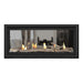 Napoleon Vector 38" See Thru Linear Direct Vent Gas Fireplace with Black Glass Beads and Contemporary Log Kit Face on White Background