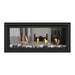 Napoleon Vector 38" See Thru Linear Direct Vent Gas Fireplace with Shore Fire and Mineral Rock Kit Face on White Background