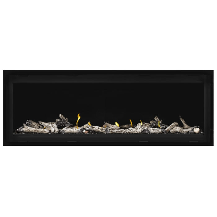 Napoleon Vector 50 Linear Gas Fireplace with Black Crushed Glass Embers and Beach Fire Log Kit
