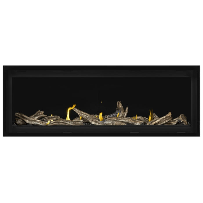 Napoleon Vector 50 Linear Gas Fireplace with Black Crushed Glass Embers and High Definition Driftwood Logs
