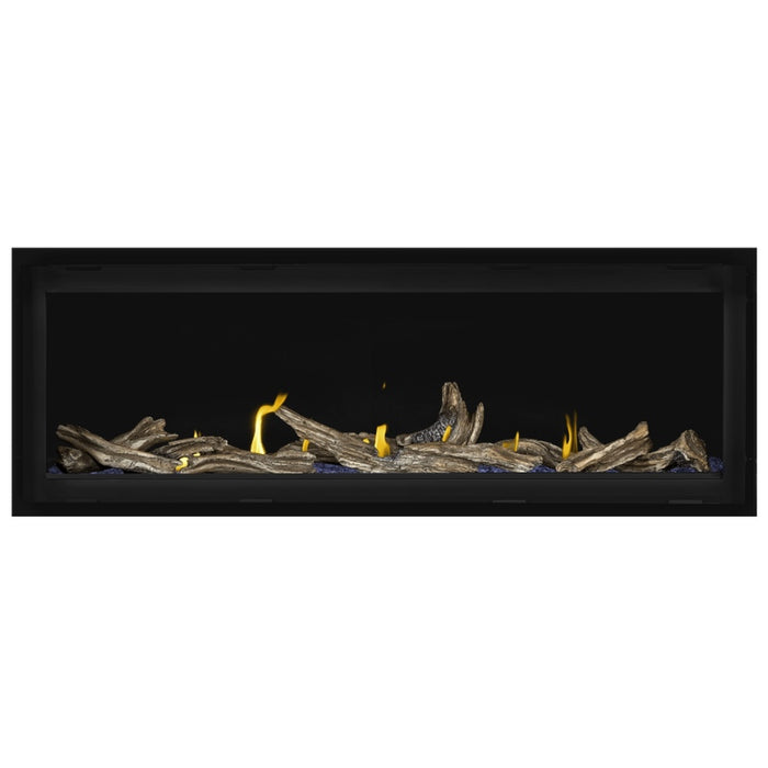 Napoleon Vector 50 Linear Gas Fireplace with Blue Crushed Glass Embers and High Definition Driftwood Logs
