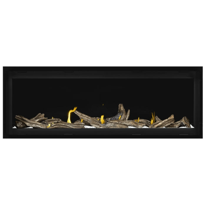 Napoleon Vector 50 Linear Gas Fireplace with Clear Crushed Glass Embers and High Definition Driftwood Logs
