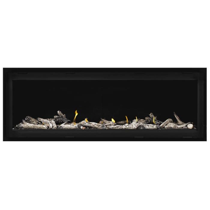 Napoleon Vector 50 Linear Gas Fireplace with Topaz Crushed Glass Embers and Beach Fire Log Kit