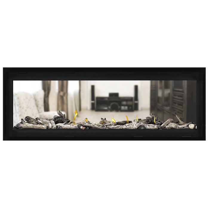 Napoleon Vector 50 See Thru Linear Direct Vent Gas Fireplace with Beach Fire Log Kit