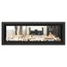 Napoleon Vector 50" See Thru Linear Direct Vent Gas Fireplace with Black Glass Beads and Birch Log Kit Face on White Background