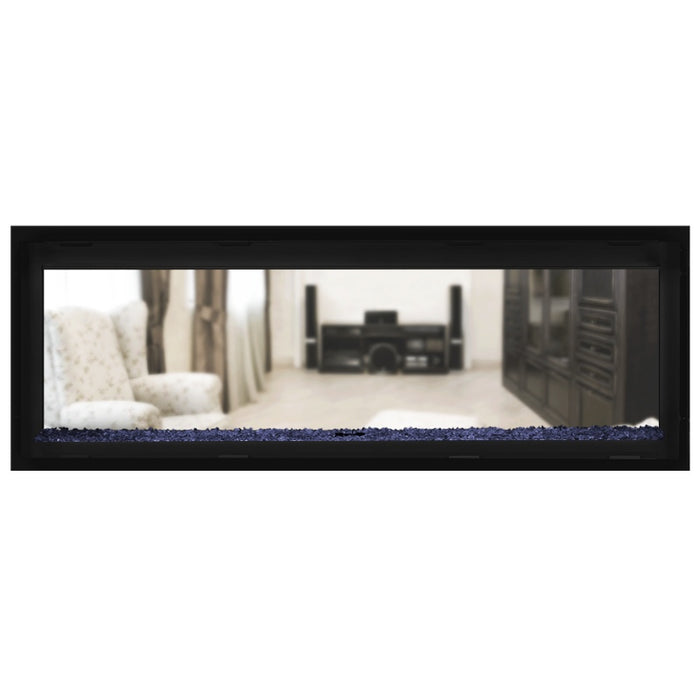 Napoleon Vector 50 See Thru Linear Direct Vent Gas Fireplace with Blue Crushed Glass Embers