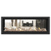 Napoleon Vector 50" See Thru Linear Direct Vent Gas Fireplace with Topaz Glass Beads and Contemporary Log Kit Face on White Background