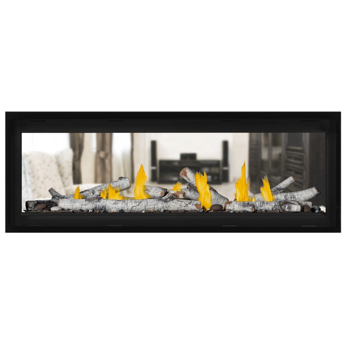 Napoleon Vector 50 See Thru Linear Gas Fireplace High Definition Birch Logs with Woodland Media Kit