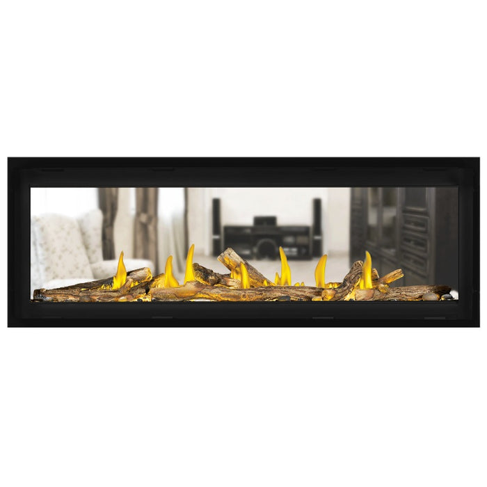 Napoleon Vector 50 See Thru Linear Gas Fireplace with Oak High Definition Logs and Woodland Media Kit