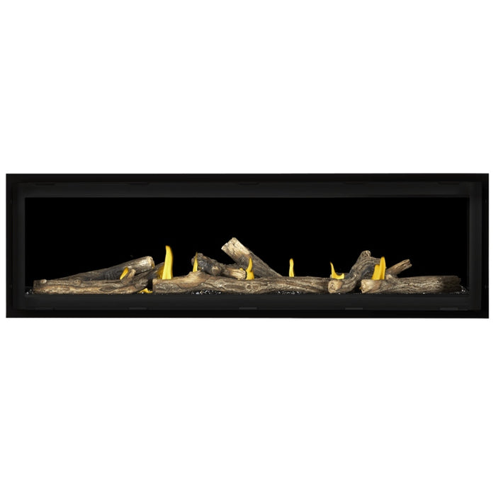 Napoleon Vector 62 Linear Gas Fireplace with Black Crushed Glass Embers and Oak High Definition Logs 