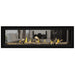 Napoleon Vector 62 See Thru Linear Direct Vent Gas Fireplace Black Crushed Glass Embers and High Definition Oak Logs