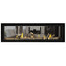 Napoleon Vector 62 See Thru Linear Direct Vent Gas Fireplace Blue Crushed Glass Embers and High Definition Oak Logs
