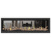 Napoleon Vector 62" See Thru Linear Direct Vent Gas Fireplace with Black Glass Beads and Contemporary Log Kit Face on White Background