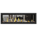 Napoleon Vector 62" See Thru Linear Direct Vent Gas Fireplace with Black Glass Beads and Mineral Rock Kit Face on White Background