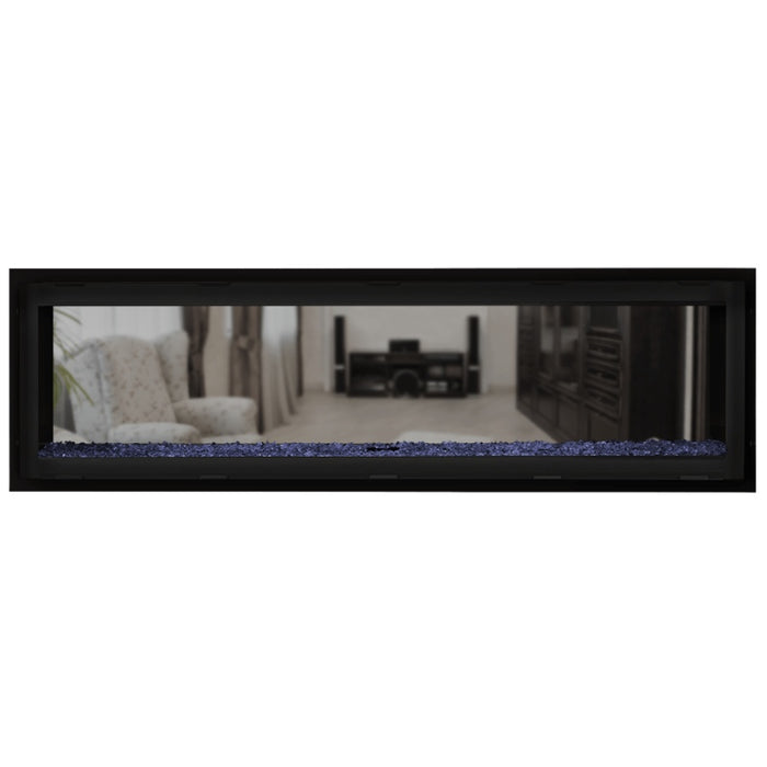 Napoleon Vector 62 See Thru Linear Direct Vent Gas Fireplace with Blue Crushed Glass Embers