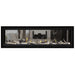 Napoleon Vector 62 See Thru Linear Direct Vent Gas Fireplace with Blue Crushed Glass Embers and Beach Fire Log Kit