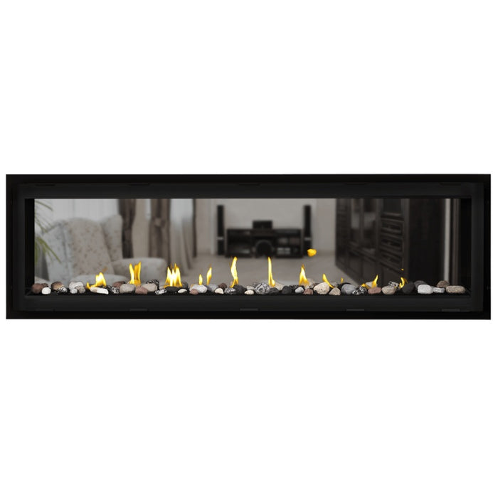 Napoleon Vector 62 See Thru Linear Direct Vent Gas Fireplace with Mineral Rock Kit 