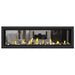 Napoleon Vector 62" See Thru Linear Direct Vent Gas Fireplace with Shore Fire and Mineral Rock Kit Face on White Background