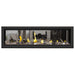 Napoleon Vector 62" See Thru Linear Direct Vent Gas Fireplace with Topaz Glass Beads and Beach Fire Kit Face on White Background