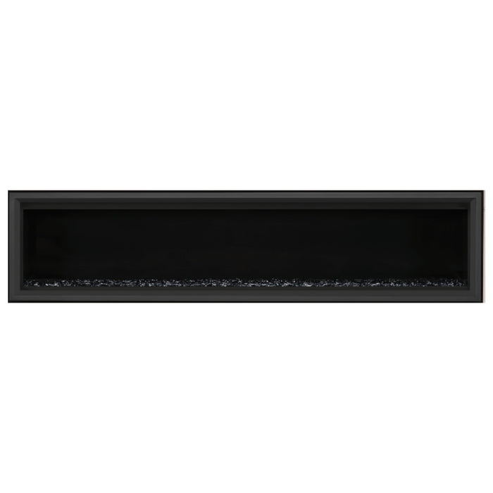 Napoleon Vector 74" Linear Direct Vent Gas Fireplace with Black Glass Beads Face on White Background