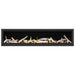 Napoleon Vector 74" Linear Direct Vent Gas Fireplace with Black Glass Beads and Birch Log Kit Face on White Background