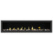 Napoleon Vector 74" Linear Direct Vent Gas Fireplace with Black Glass Beads and Mineral Rock Kit Face on White Background