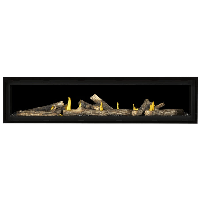 Napoleon Vector 74 Linear Gas Fireplace with Black Crushed Glass Embers and Oak High Definition Logs