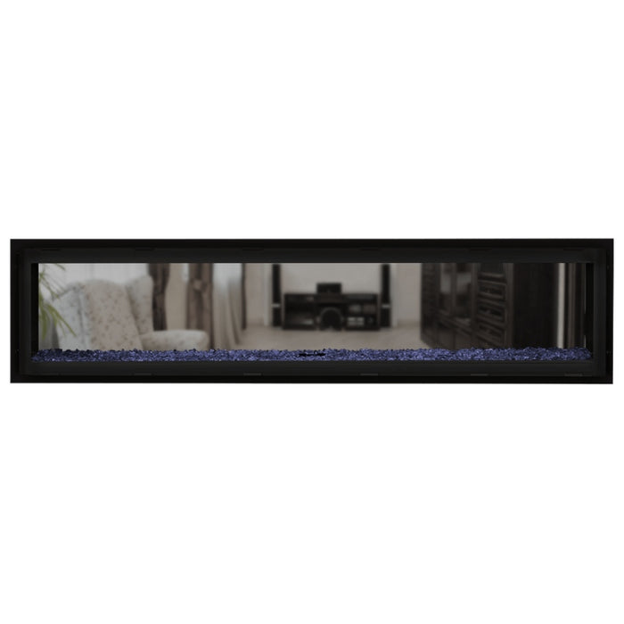 Napoleon Vector 74 See Thru Linear Direct Vent Gas Fireplace with Blue Crushed Glass Embers