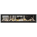 Napoleon Vector 74" See Thru Linear Direct Vent Gas Fireplace with Shore Fire and Birch Log Kit Face on White Background