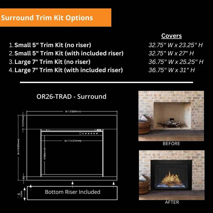 Modern Flames Orion Traditional 26" Virtual Electric Fireplace | OR26-TRAD