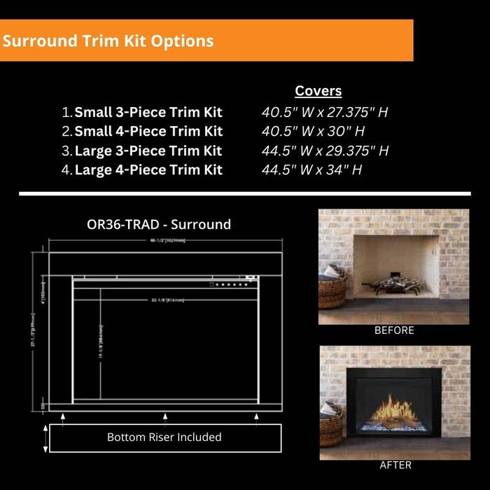 Modern Flames Orion Traditional 36" Virtual Electric Fireplace | OR36-TRAD