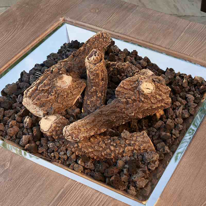 Outdoor Ceramic Fiber Log Set without Grate used in Sierra Square Fire Pit Table Scaled