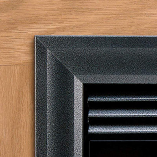 Outer Steel Frame for Breckenridge Vent Free Fireboxes Hammered Pewter (Shown on Oak Mantel)