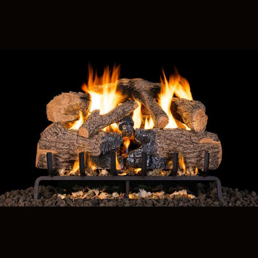 RH Peterson Real Fyre Charred Angel Oak Vented Gas Log Set | G31 Close Up Flames roaring