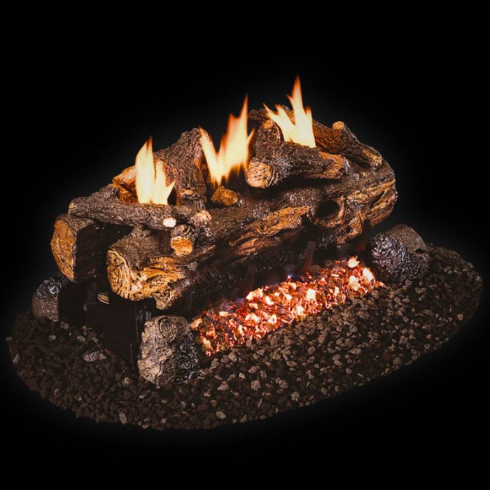 RH Peterson Real Fyre Evening Fyre Split See-Thru Vent Free Gas Log Set Side View