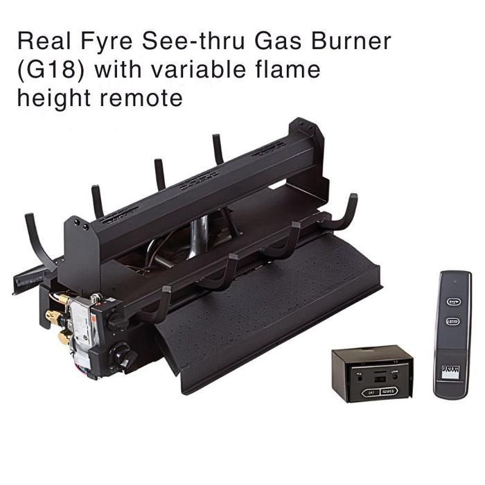 RH Peterson Real Fyre (G18) See-Thru Vent-Free Burner System with variable flame height remote