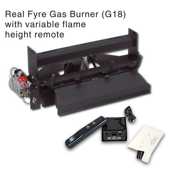 RH Peterson Real Fyre (G18) Vent-Free Burner System with variable flame height remote