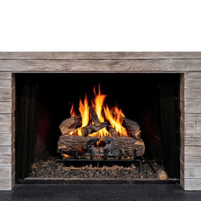 Real Fyre Charred Evergreen Oak Logs Set with Real Fyre G52 Vented Gas Burner