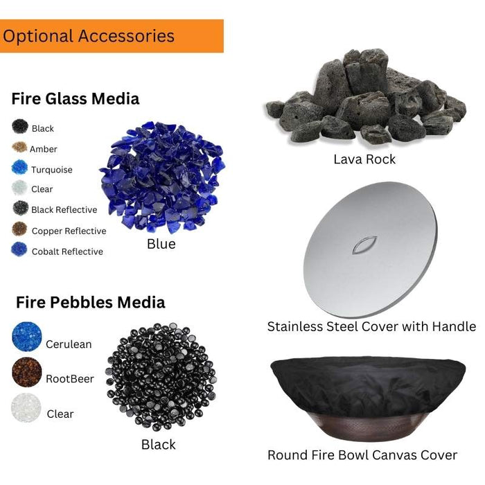 Reno Fire Bowl - Hammered Copper  31 Optional Accessories