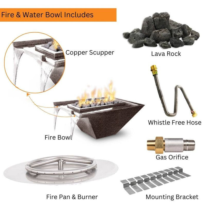 Rio Fire & Water Bowl - Powder Coated Metal 30" Included Items V2