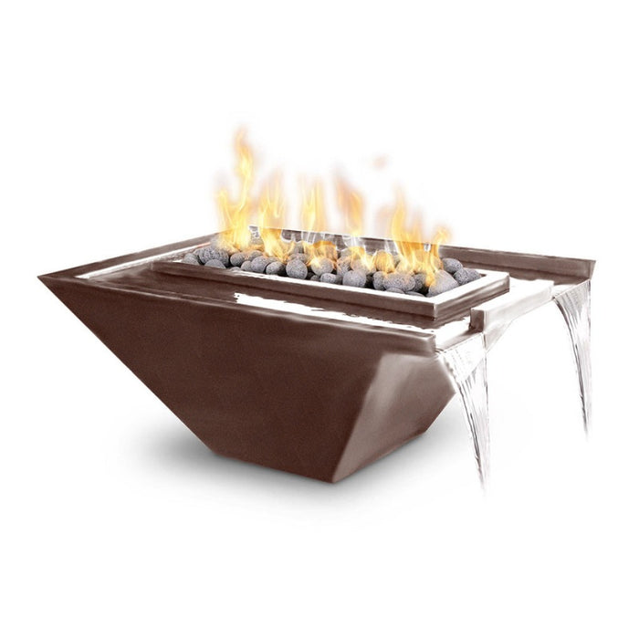 Rio Fire & Water Bowl - Powder Coated Metal 30" Java with Polished Lava Rock