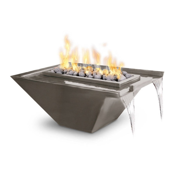 Rio Fire & Water Bowl - Powder Coated Metal  30" Pewter with Polished Lava Rock