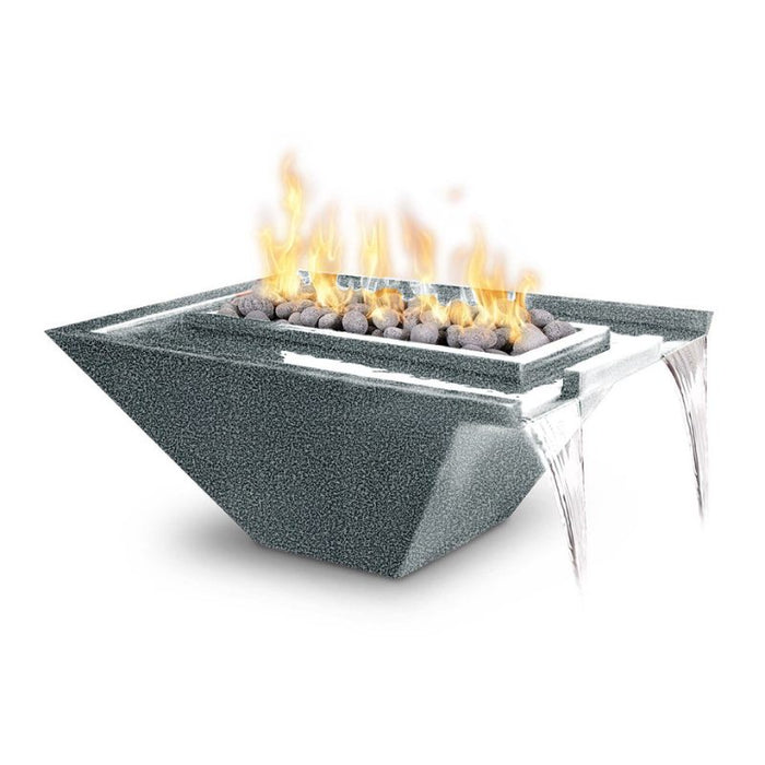 Rio Fire & Water Bowl - Powder Coated Metal  30" Silver-Vein with Polished Lava Rock