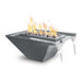 Rio Fire & Water Bowl - Powder Coated Metal 36" Gray with Polished Lava Rock