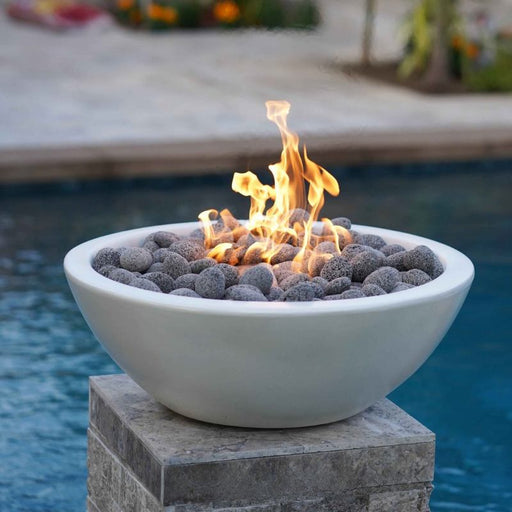 Savannah Fire Bowl - GFRC Concrete Placed in Pool Side Area with Polished Lava Rock V2