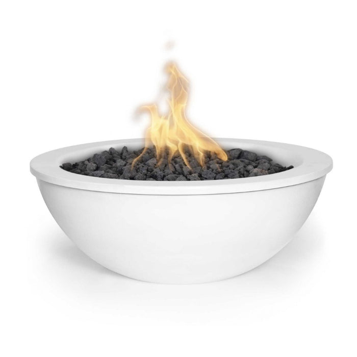 Savannah Fire Bowl - Powder Coated Metal Color White with Lava Rock