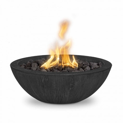 Savannah Fire Bowl - Wood Grain Concrete Color Ebony with Lava Rock
